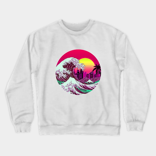 The Great RetroWave off Kanagawa Crewneck Sweatshirt by Kiboune